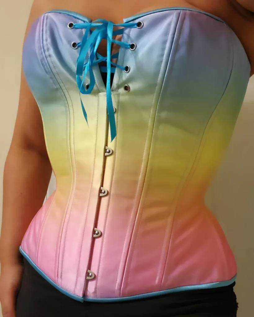 New Rainbow Satin Overbust Corset Hourglass