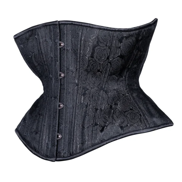 Black Floral Brocade Corset Libra Silhouette