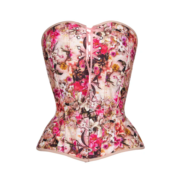 Cerise Bouquet Overbust Corset Hourglass Silhouette