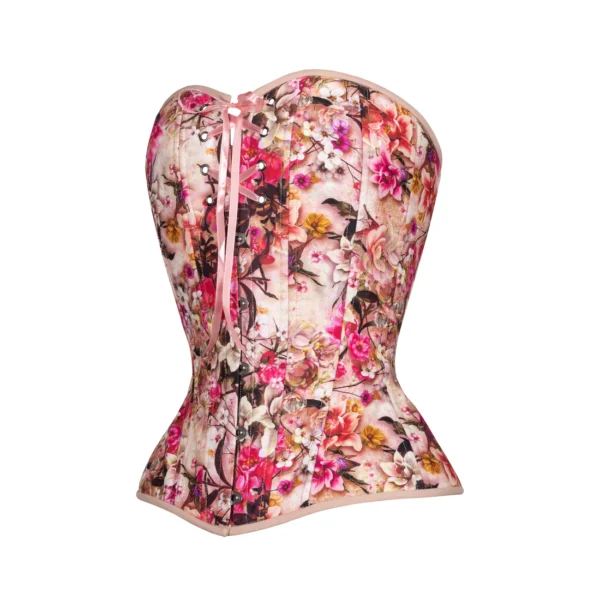 Cerise Bouquet Overbust Corset Hourglass Silhouette