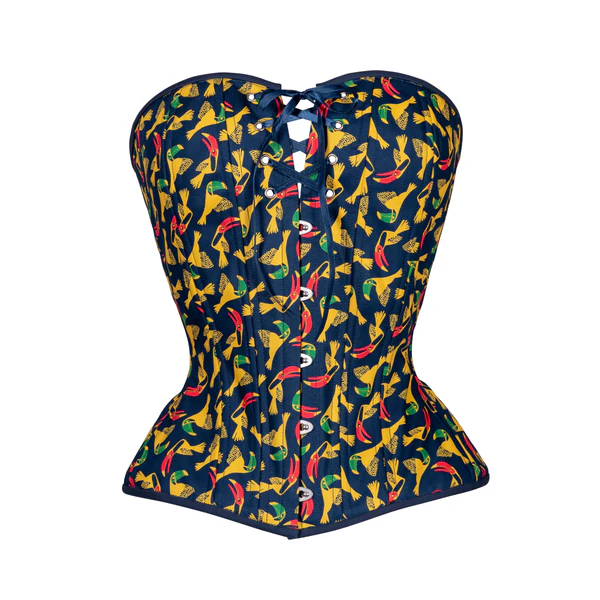 Toucans in Blue Overbust Corset Hourglass