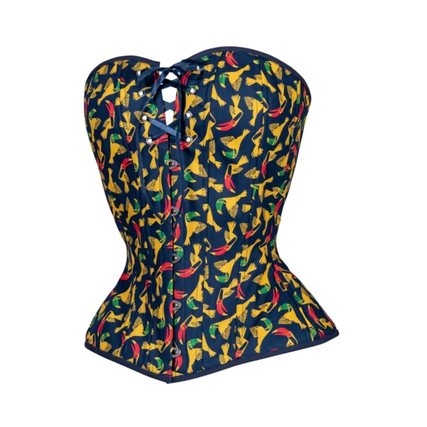 Toucans in Blue Overbust Corset Hourglass
