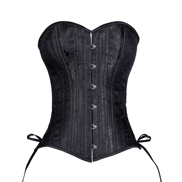Black Floral Brocade Slim Overbust Corset