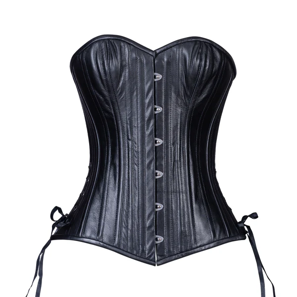 Black Leather Overbust Corset Slim Silhouette