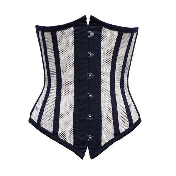 Black and White Mesh Longline Underbust Corset