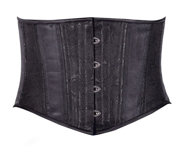 Black Floral Brocade Corset Slim Silhouette Short