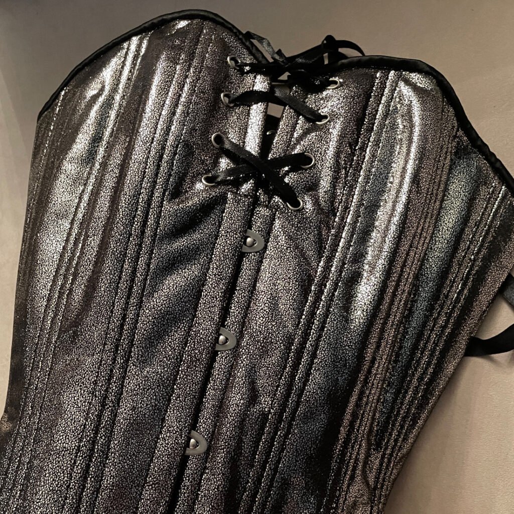 Silver Mist Overbust Corset Hourglass Silhouette