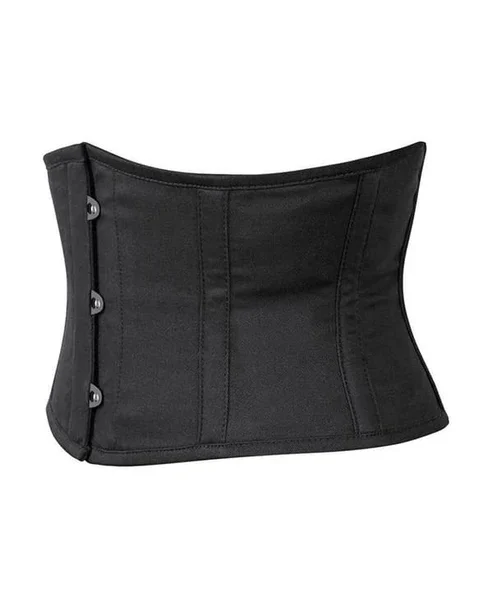 Short Black Cotton Waspie Waist Cincher Corset