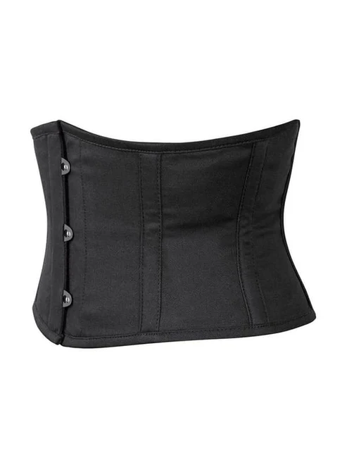 Short Black Cotton Waspie Waist Cincher Corset Short Black Cotton Waspie Waist Cincher Corset