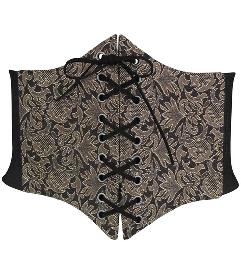 Gold Brocade Waspie Short Corset Waist Cincher Belt