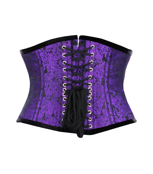 Blue Brocade Steel Boned Sexy Underbust Waspie Corset
