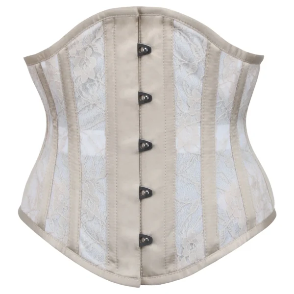 Champagne Mesh Underbust Corset with Floral lace
