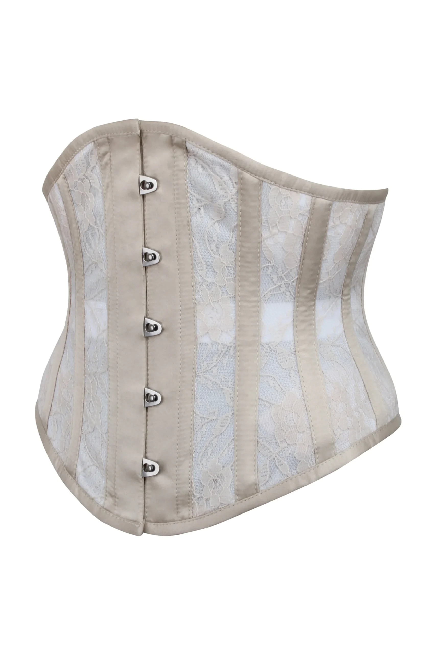 Champagne Mesh Underbust Corset with Floral lace Champagne Mesh Underbust Corset with Floral lace