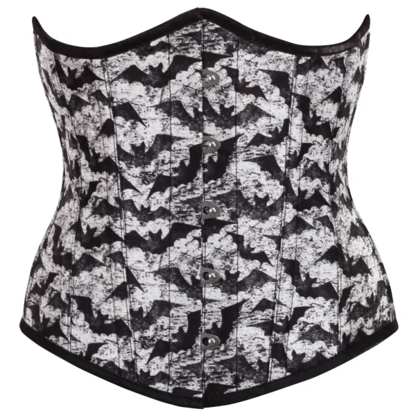 Gothic Bat Print Underbust Waist Trainer Corset