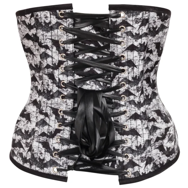 Gothic Bat Print Underbust Waist Trainer Corset
