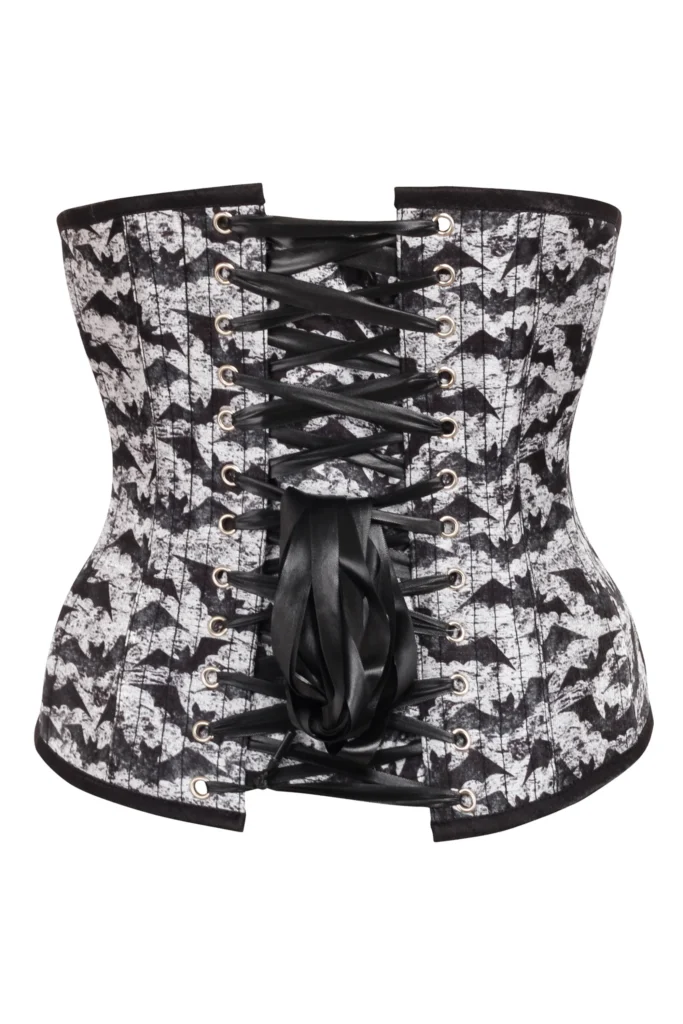 Gothic Bat Print Underbust Waist Trainer Corset