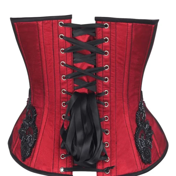 Red Beaded Gothic Zip Corset Overbust