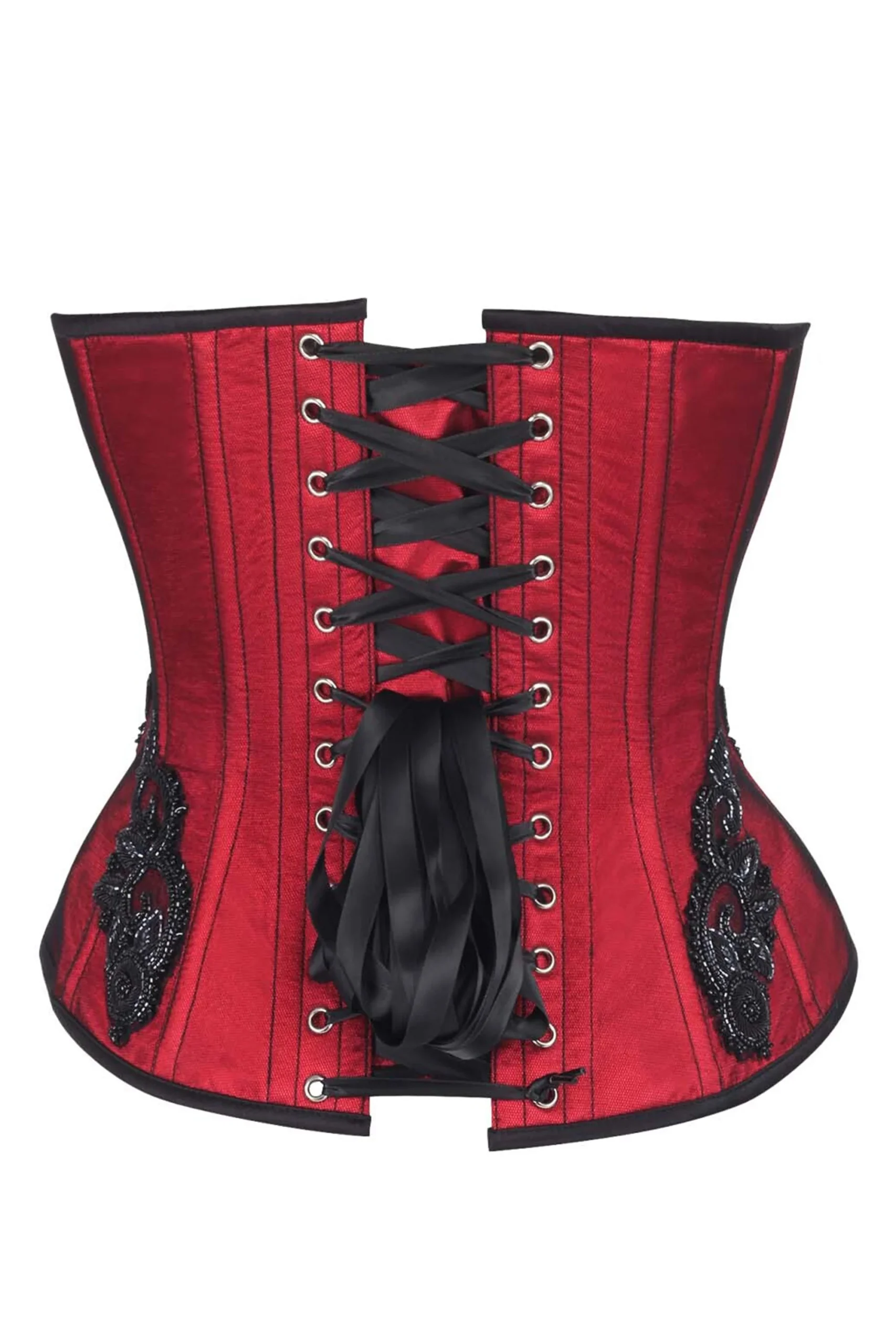 Red Beaded Gothic Zip Corset Overbust Red Beaded Gothic Zip Corset Overbust