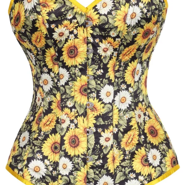 Vintage Sunflower Bloom Longline Overbust Corset