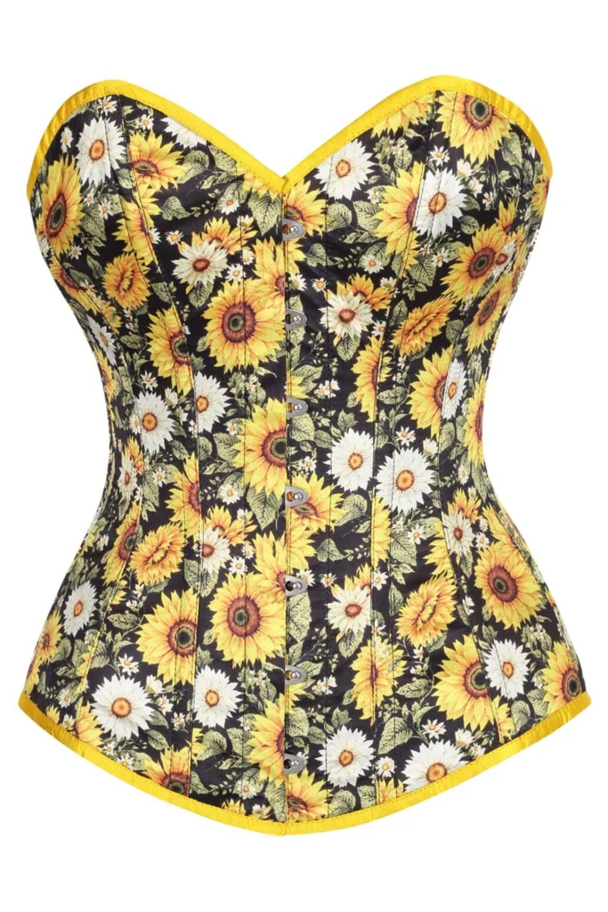 Vintage Sunflower Bloom Longline Overbust Corset