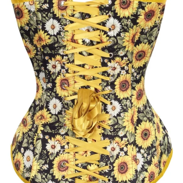 Vintage Sunflower Bloom Longline Overbust Corset