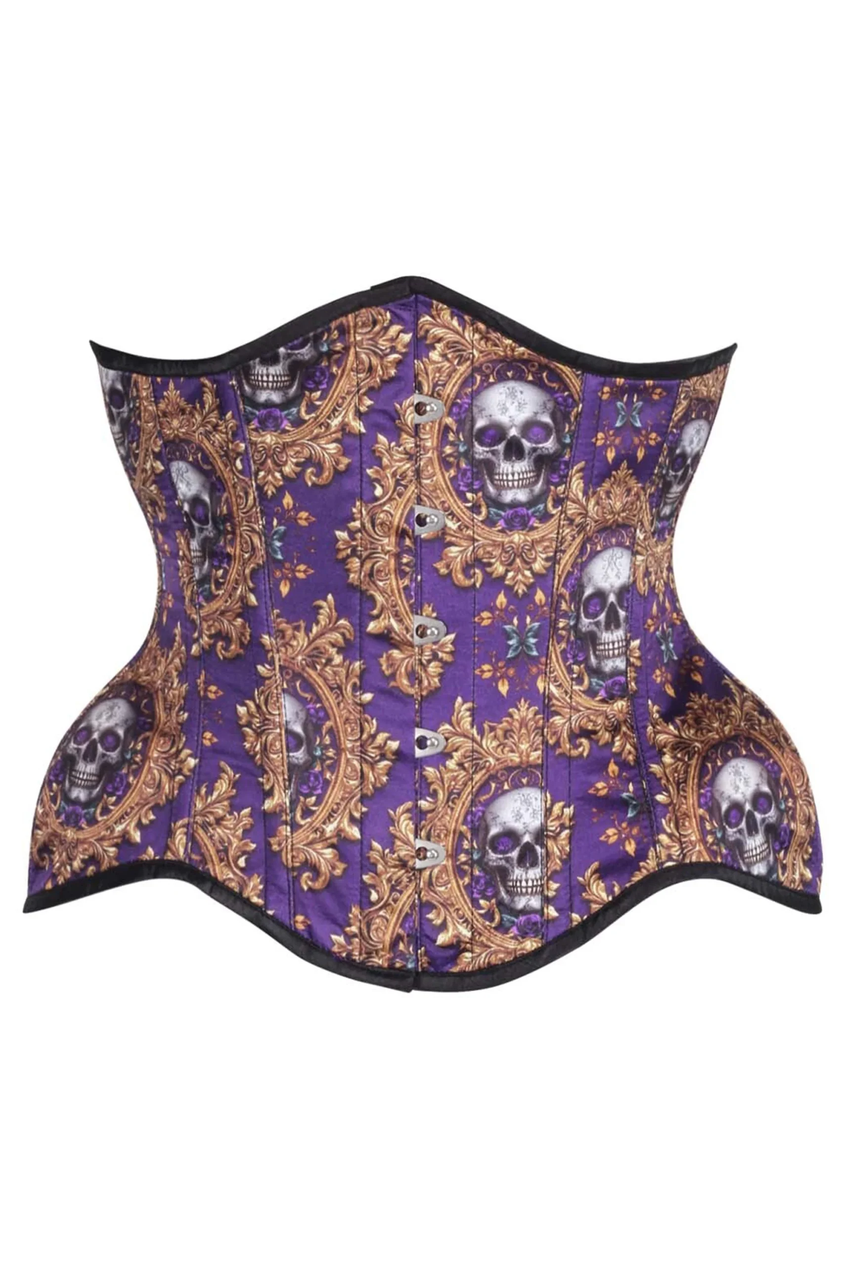 Skull Printed Underbust Waist Trainer Curvy Gothic Corset Skull Printed Underbust Waist Trainer Curvy Gothic Corset