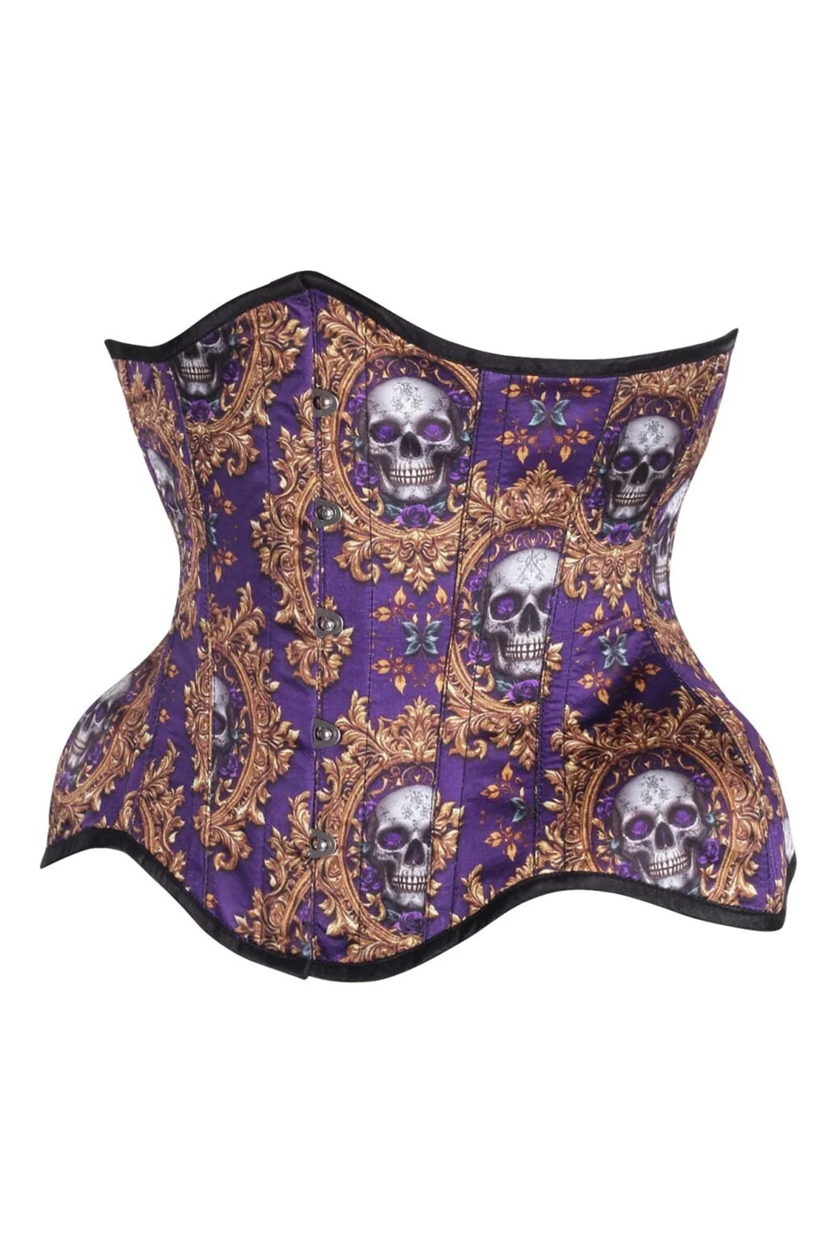 Skull Printed Underbust Waist Trainer Curvy Gothic Corset Skull Printed Underbust Waist Trainer Curvy Gothic Corset