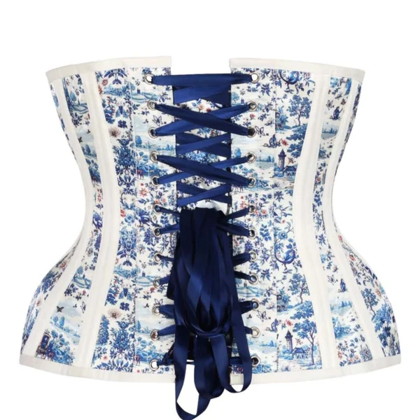 Blue Toile Romance Underbust Curvy Floral Corset