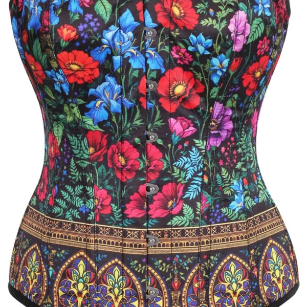 Floral Satin Overbust Corset in Multicolor