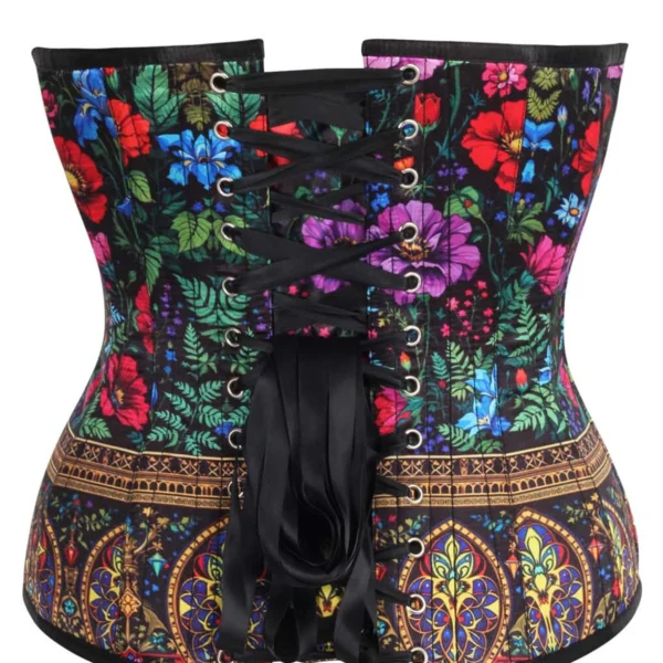 Floral Satin Overbust Corset in Multicolor