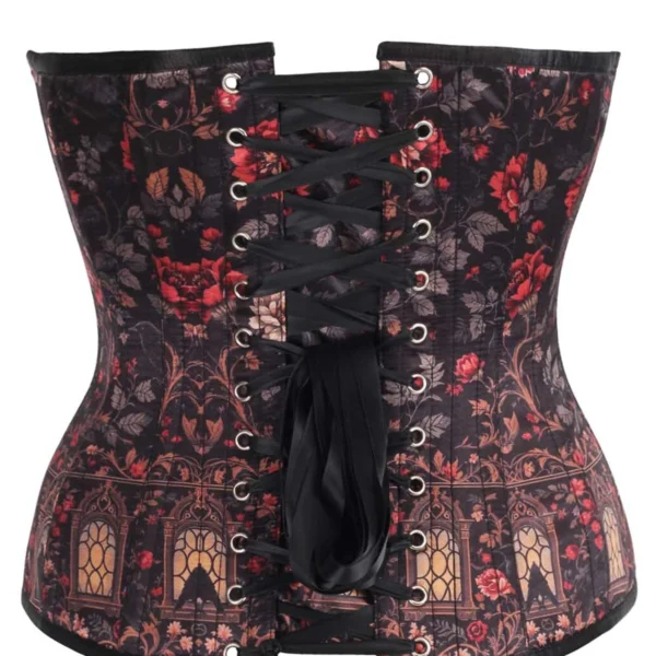 Midnight Bloom Overbust Corset Gothic Rose Design