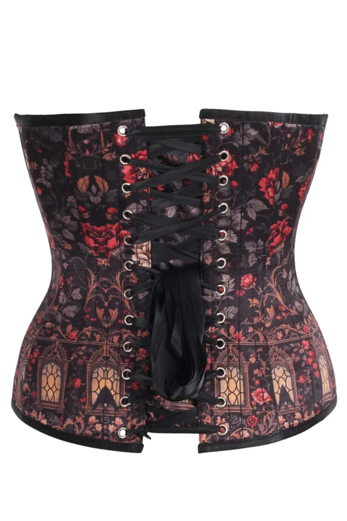 Midnight Bloom Overbust Corset Gothic Rose Design