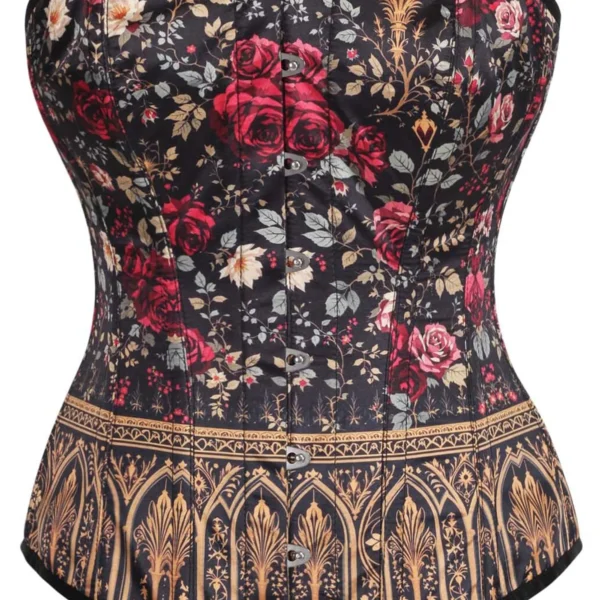 Gothic Rose Overbust Corset with Baroque Gold Detail
