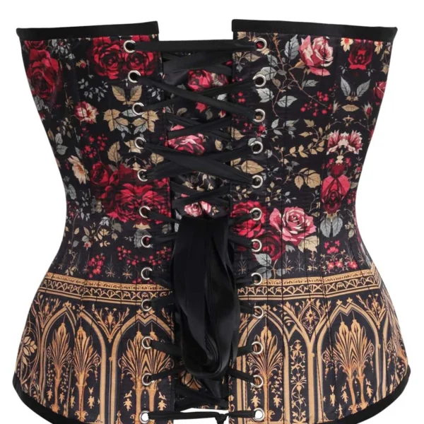 Gothic Rose Overbust Corset with Baroque Gold Detail
