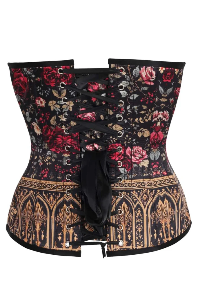 Gothic Rose Overbust Corset with Baroque Gold Detail
