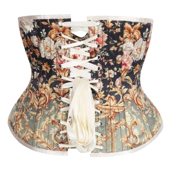 Baroque Garden Waist Training Corset with Vintage Floral Elegance