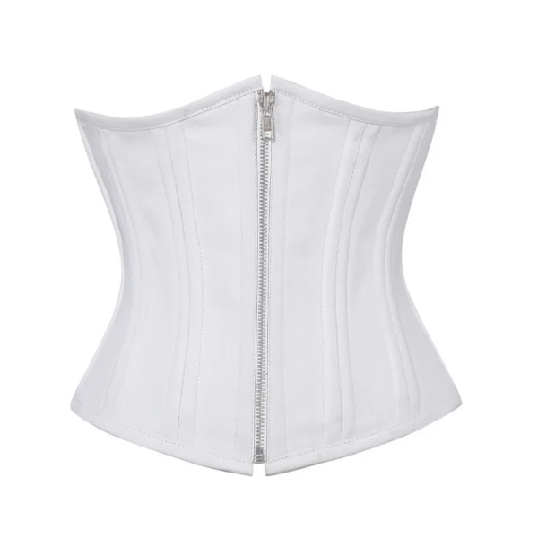 White Waist Training Plus Size Corset With Zipper