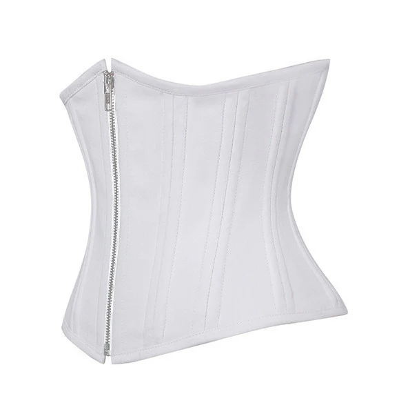 White Waist Training Plus Size Corset With Zipper