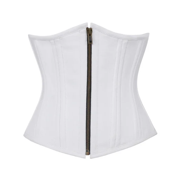 White Waist Training Plus Size Corset With Antique Zipper