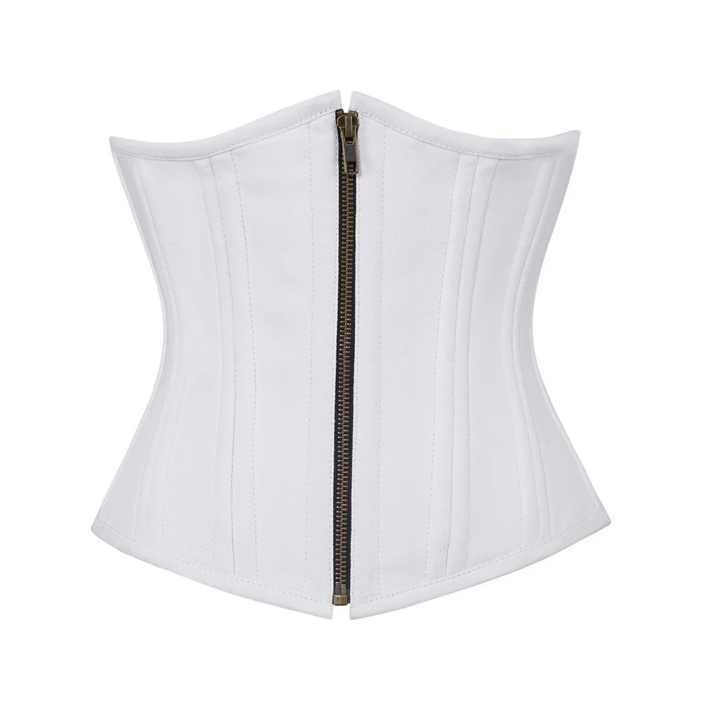 White Waist Training Plus Size Corset With Antique Zipper