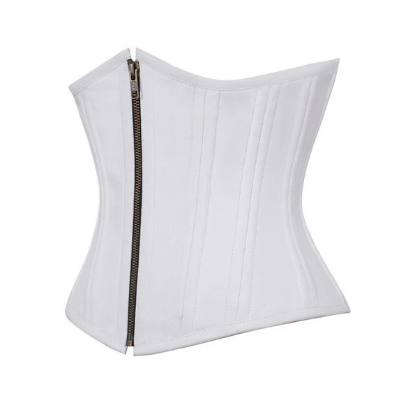 White Waist Training Plus Size Corset With Antique Zipper