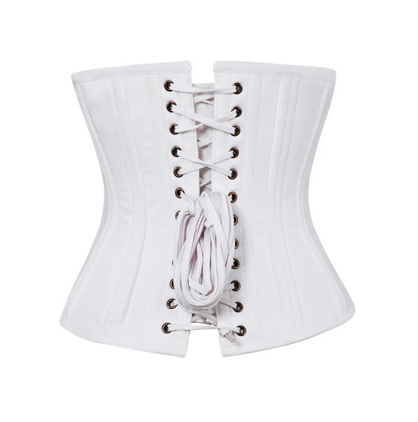 White Waist Training Plus Size Corset With Antique Zipper