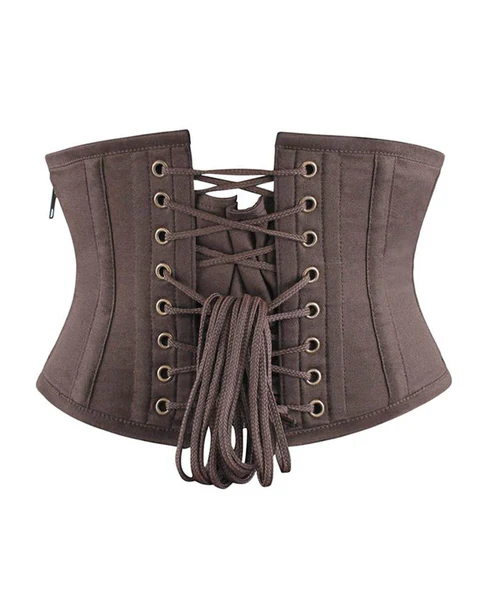 Brown Cotton Steampunk Waspie Corset belt