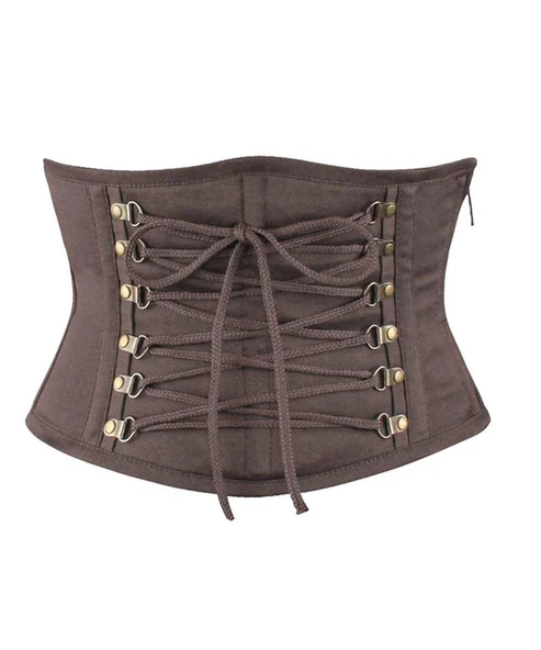 Brown Cotton Steampunk Waspie Corset belt