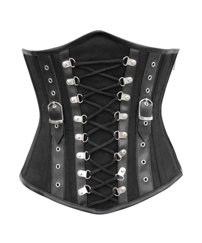 Criss Cross Black Cotton Underbust Waist Trainer For Women