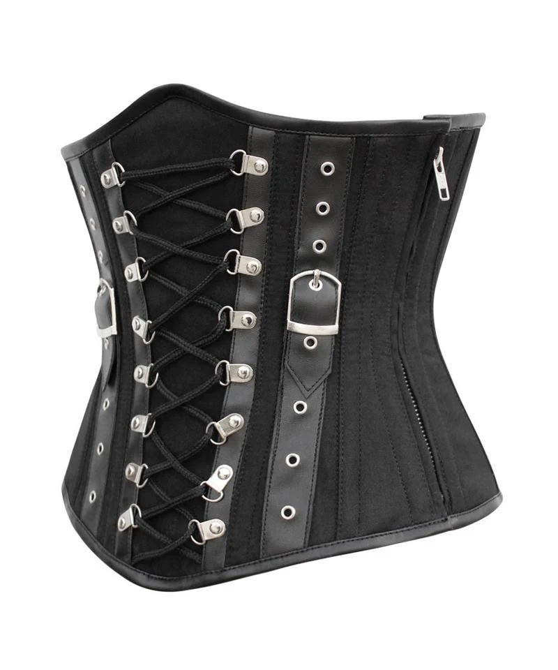 Criss Cross Black Cotton Underbust Waist Trainer For Women