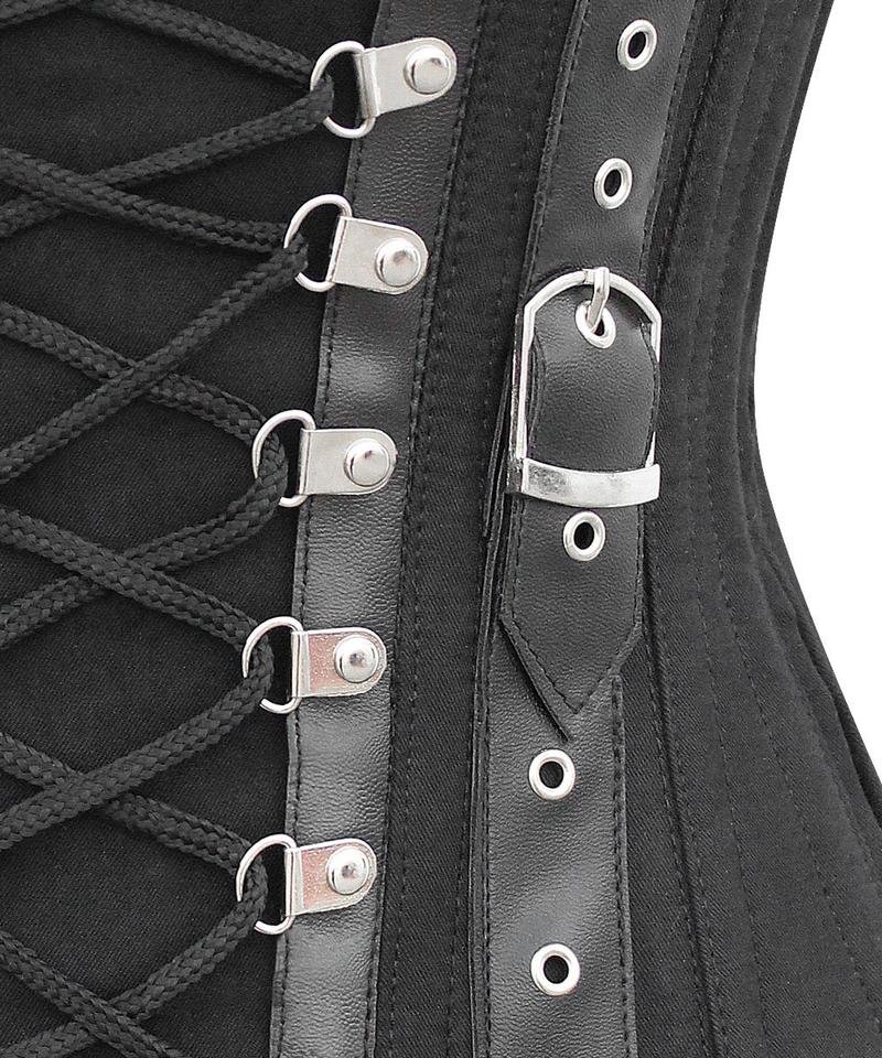 Criss Cross Black Cotton Underbust Waist Trainer For Women