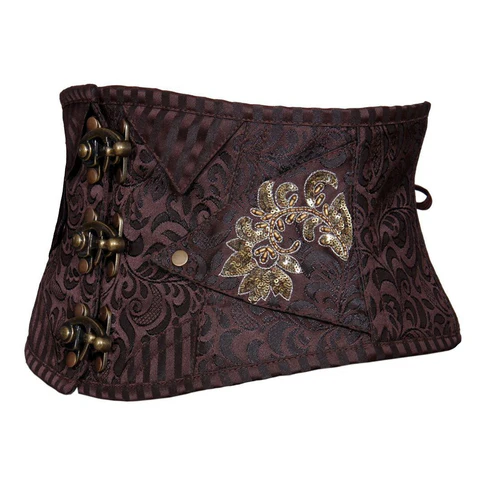 Steampunk Waspie Corset Belt Coffee Black