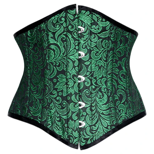 Green and Black Brocade Steel Boned Sexy Underbust Corset