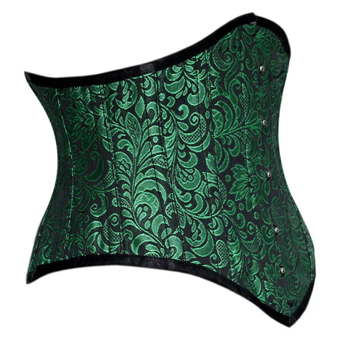 Green and Black Brocade Steel Boned Sexy Underbust Corset Green and Black Brocade Steel Boned Sexy Underbust Corset
